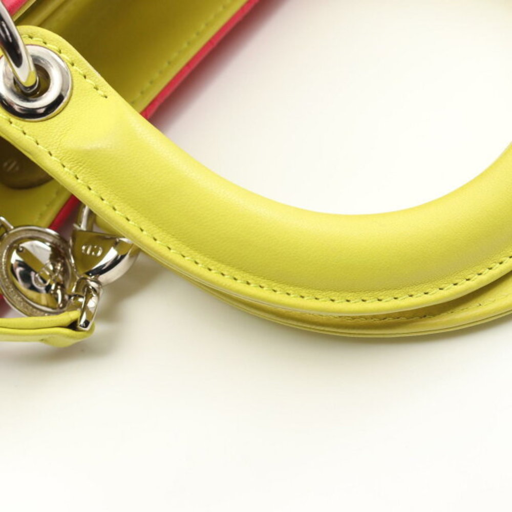 Dior Cannage Leather Lady Blue Pink Handbag Green - Picture 5 of 5